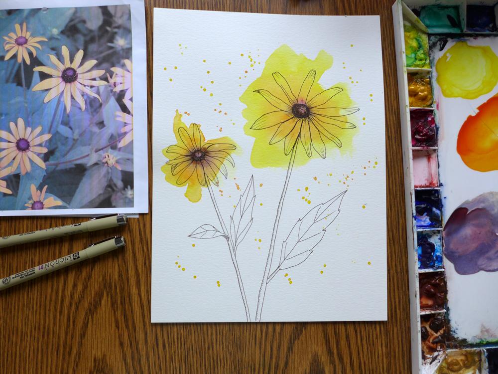 Loose Watercolor and ink Flowers - image 1 - student project