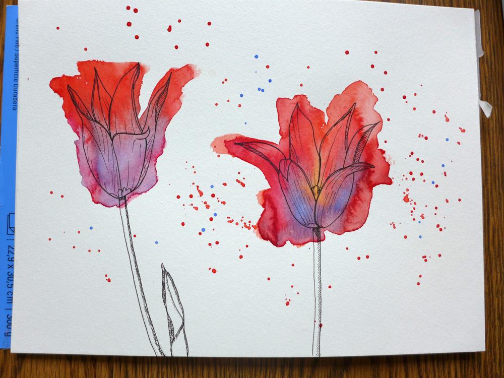Loose Watercolor and ink Flowers - image 2 - student project