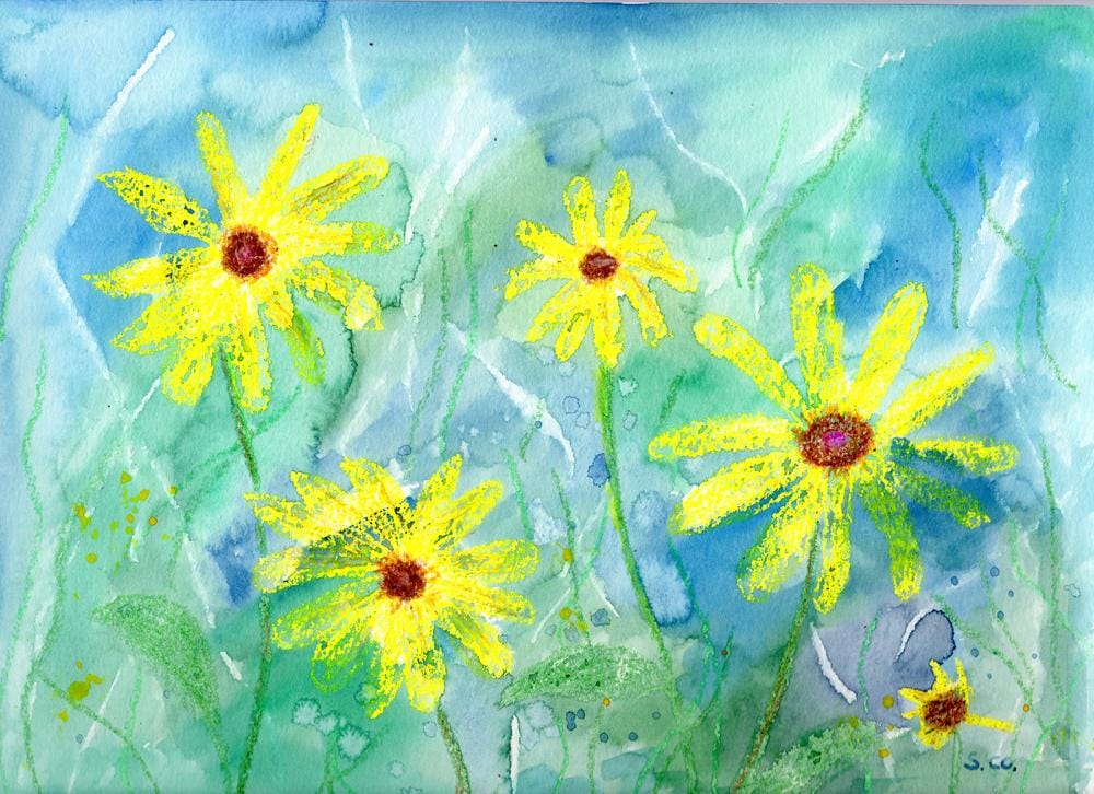 Experimenting with watercolor mixed media to create loose flowers - image 3 - student project