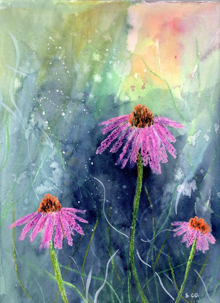 Experimenting with watercolor mixed media to create loose flowers - image 2 - student project