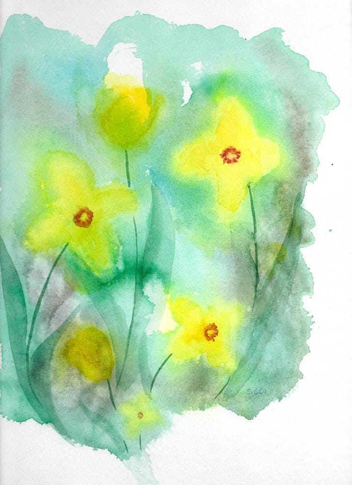 Experimenting with watercolor mixed media to create loose flowers - image 1 - student project