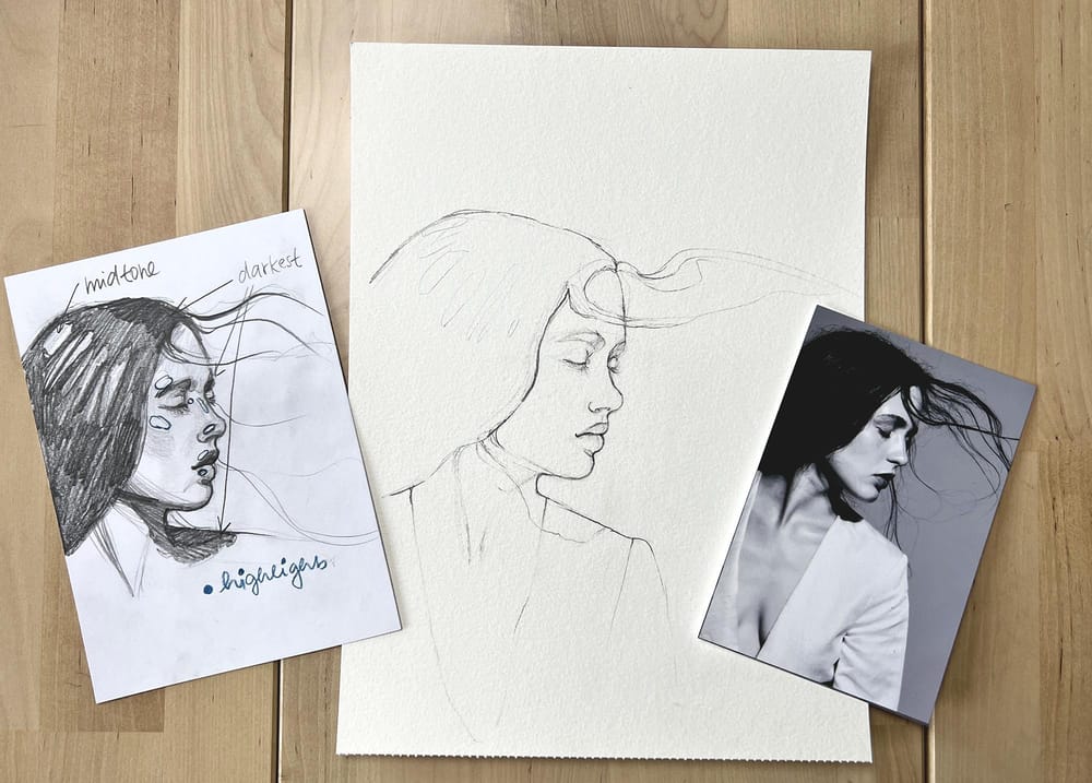 My class project - monochromatic watercolor portrait - image 2 - student project