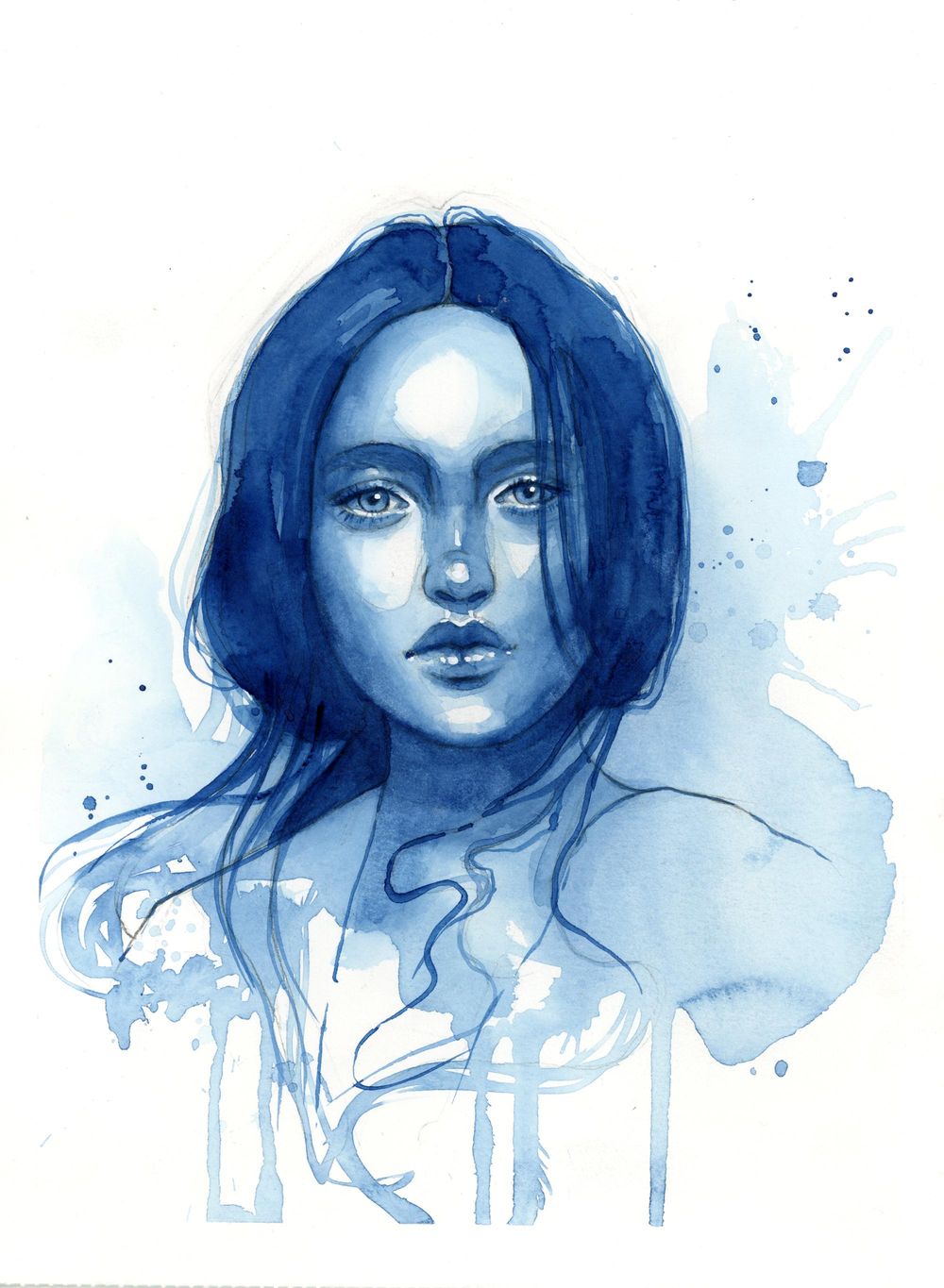 My class project - monochromatic watercolor portrait - image 5 - student project
