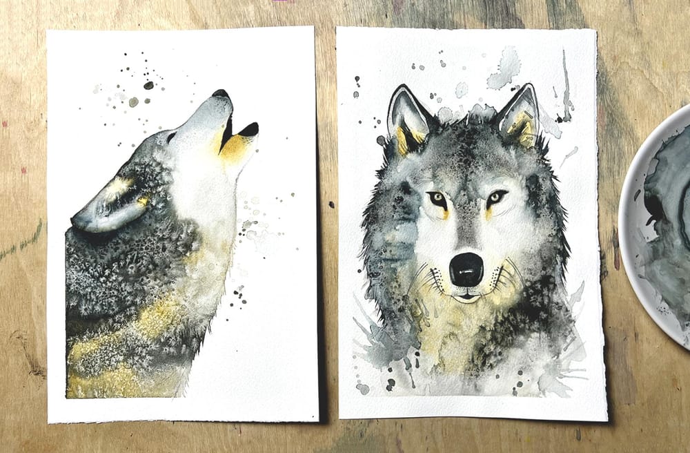 Watercolor Wolf Paintings - image 2 - student project
