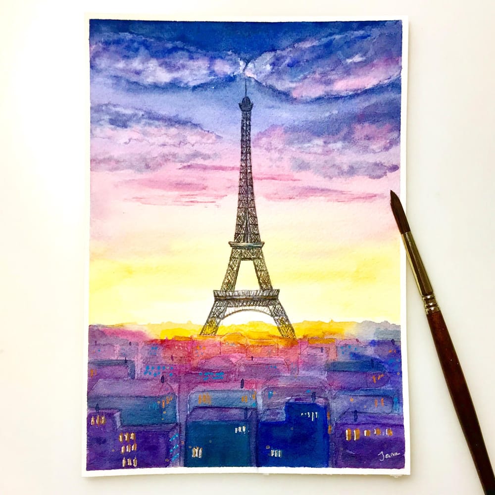 Watercolor Tour Eiffel - image 1 - student project