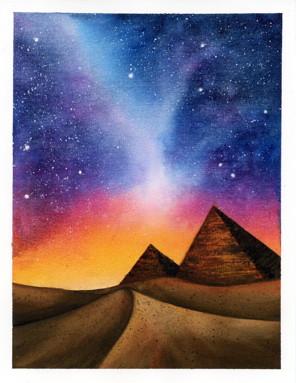 Watercolor Galaxy Desert - image 1 - student project