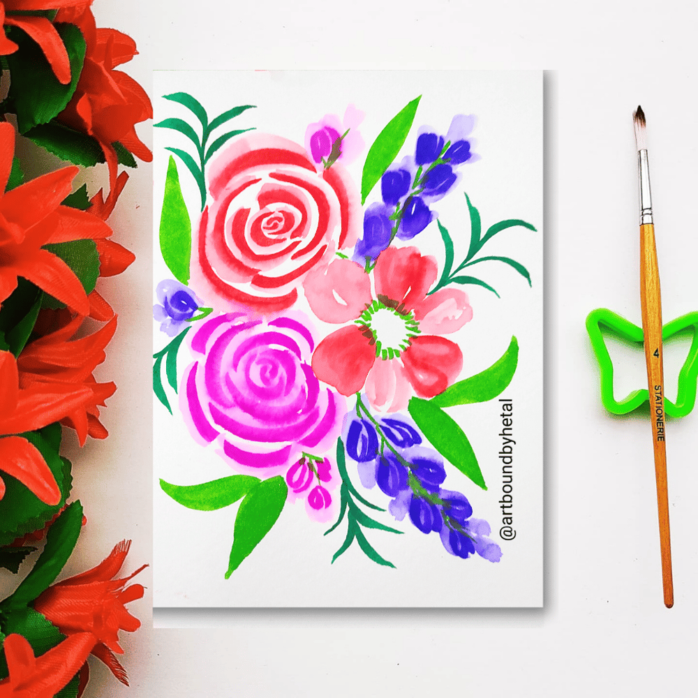 Floral composition using brush pens with karanveer - image 1 - student project