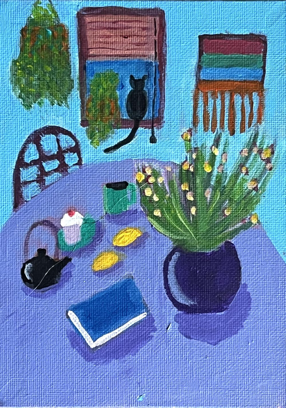Fun painting.  I like the style.  Acrylic markers used in yellow table pic. - image 2 - student project