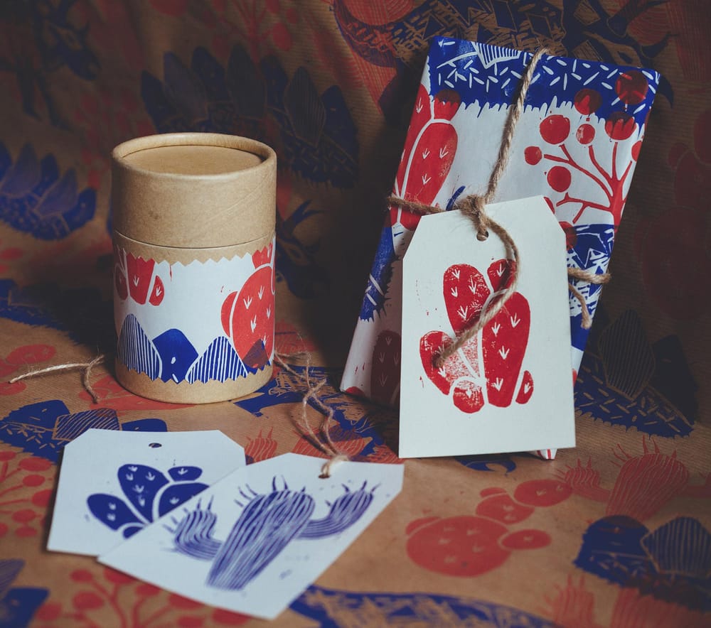 Dinosaur Linocut Wrapping Paper & Gift Tags - image 4 - student project