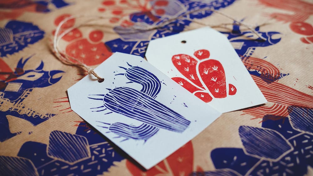 Dinosaur Linocut Wrapping Paper & Gift Tags - image 5 - student project