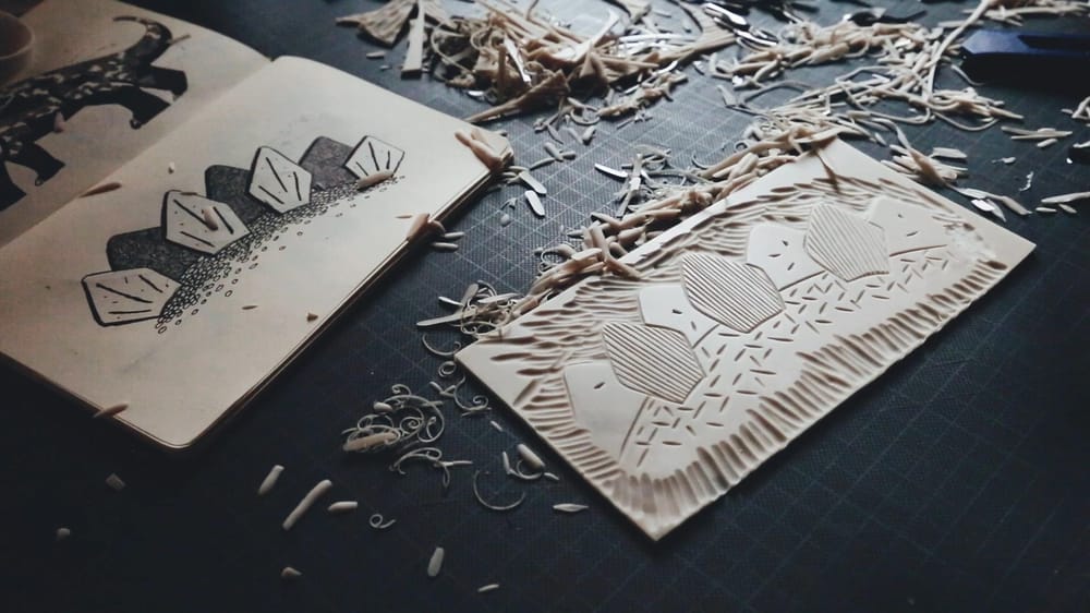 Dinosaur Linocut Wrapping Paper & Gift Tags - image 2 - student project