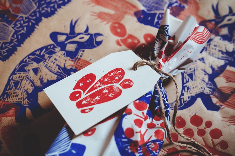 Dinosaur Linocut Wrapping Paper & Gift Tags - image 6 - student project