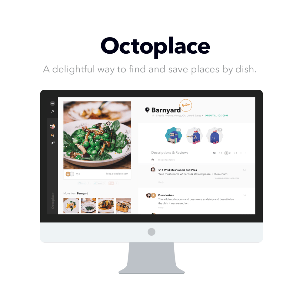 Octoplace.com - Find and save places by dish - image 1 - student project