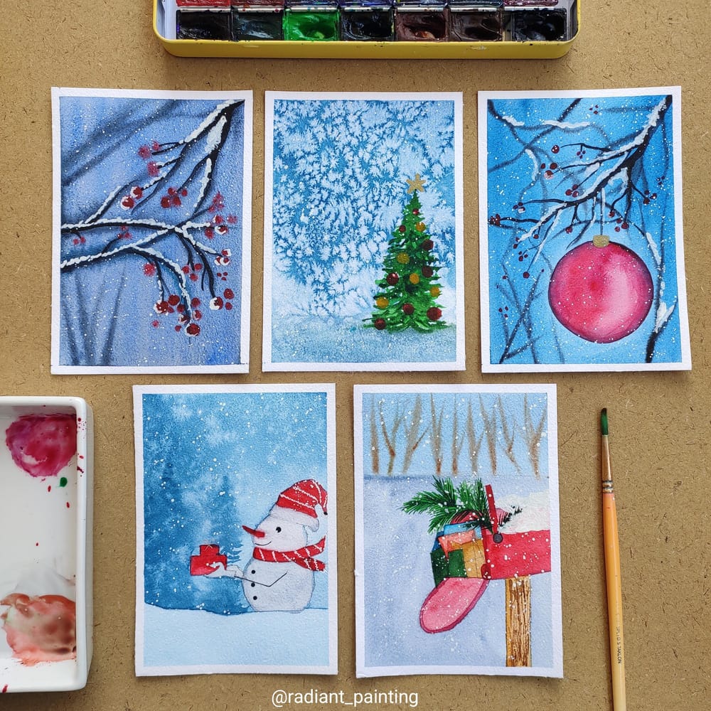 Watercolor Holiday cards - image 2 - student project
