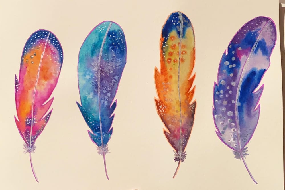 Watercolor Feathers - image 1 - student project