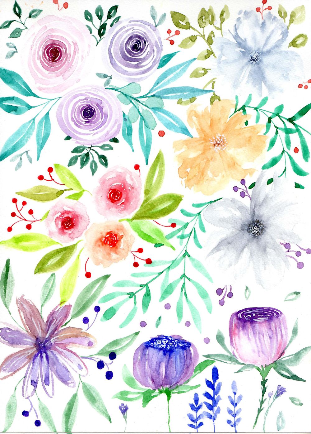 Loose Watercolor Florals - image 1 - student project