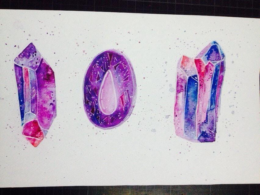 gems in watercolor - image 3 - student project