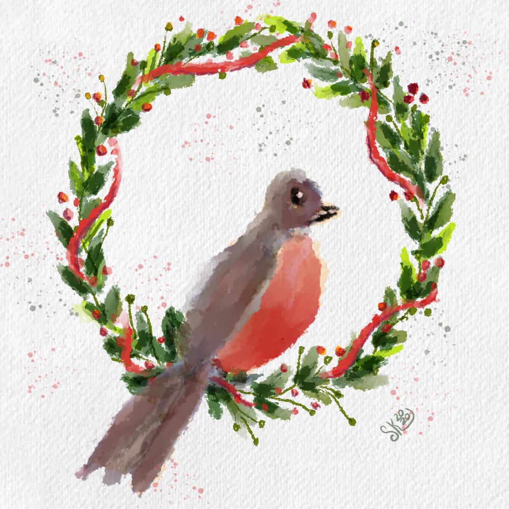Watercolor wreath - image 1 - student project