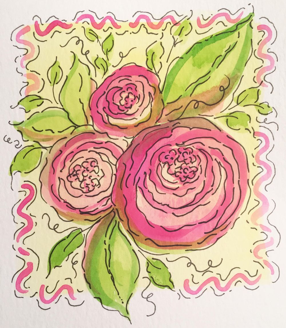 Shabby Chic Cabbage Roses • 15 Step Watercolor Process - image 2 - student project