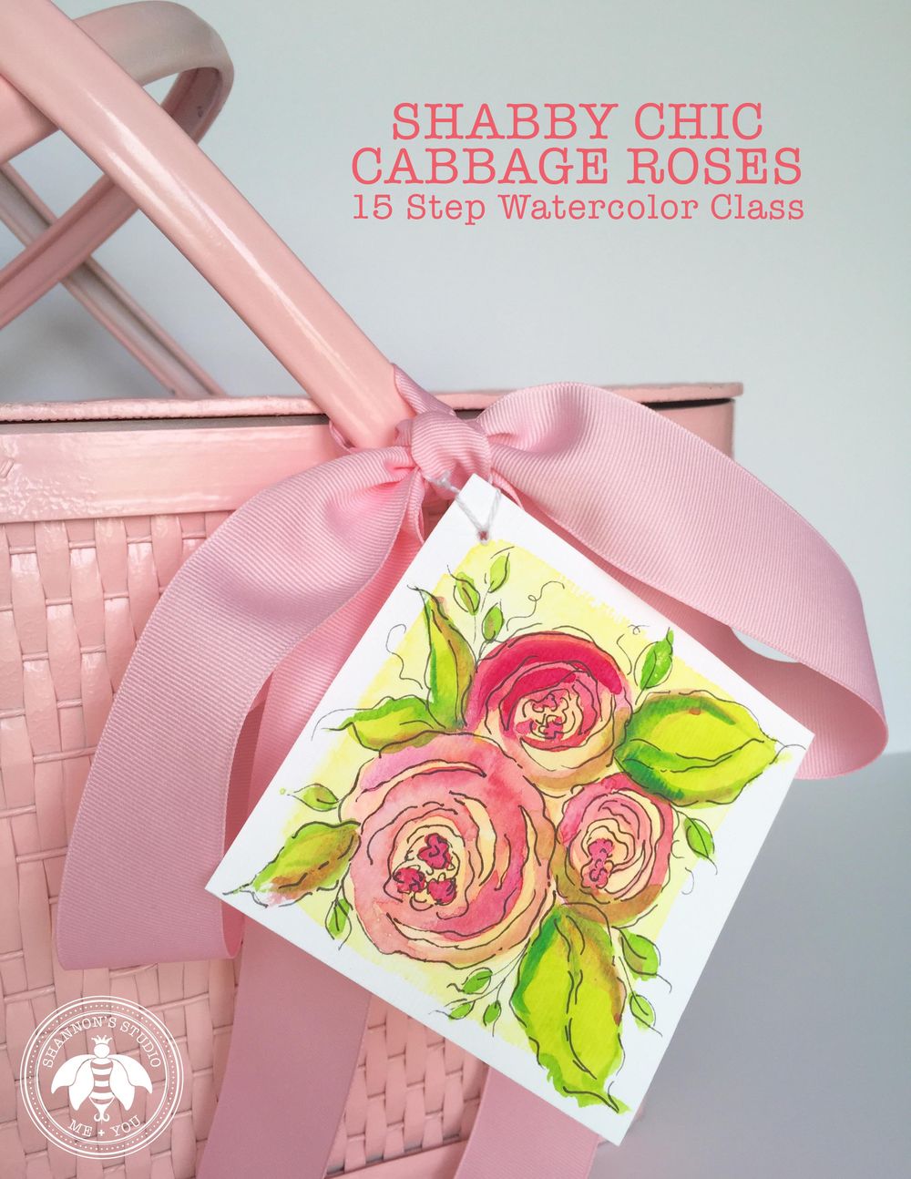 Shabby Chic Cabbage Roses • 15 Step Watercolor Process - image 1 - student project