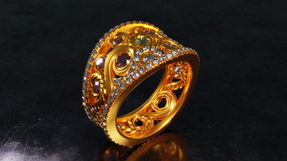 Ornamental Ring - Curve Modeling in Blender 3D - image 6 - student project