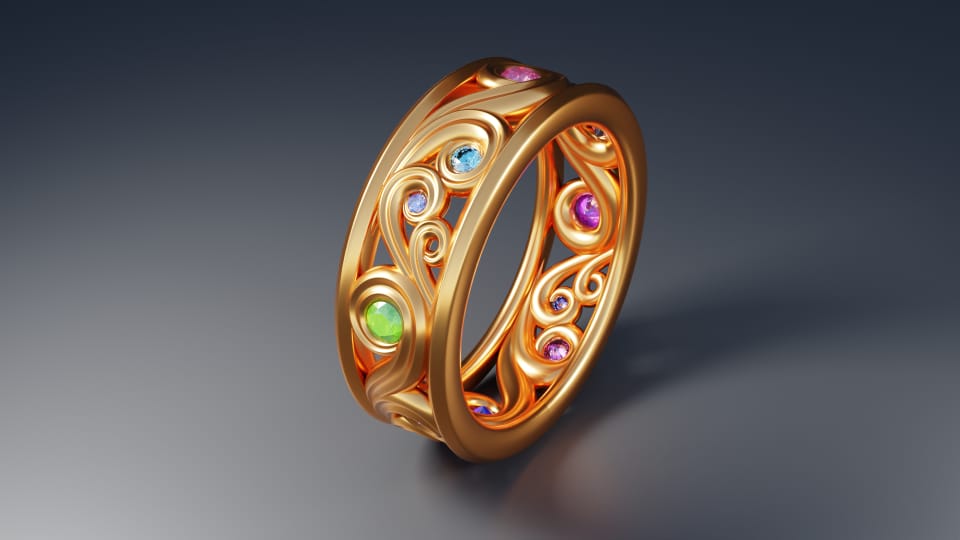 Ornamental Ring - Curve Modeling in Blender 3D - image 3 - student project