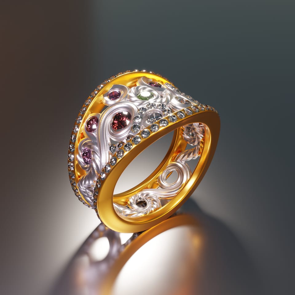 Ornamental Ring - Curve Modeling in Blender 3D - image 5 - student project