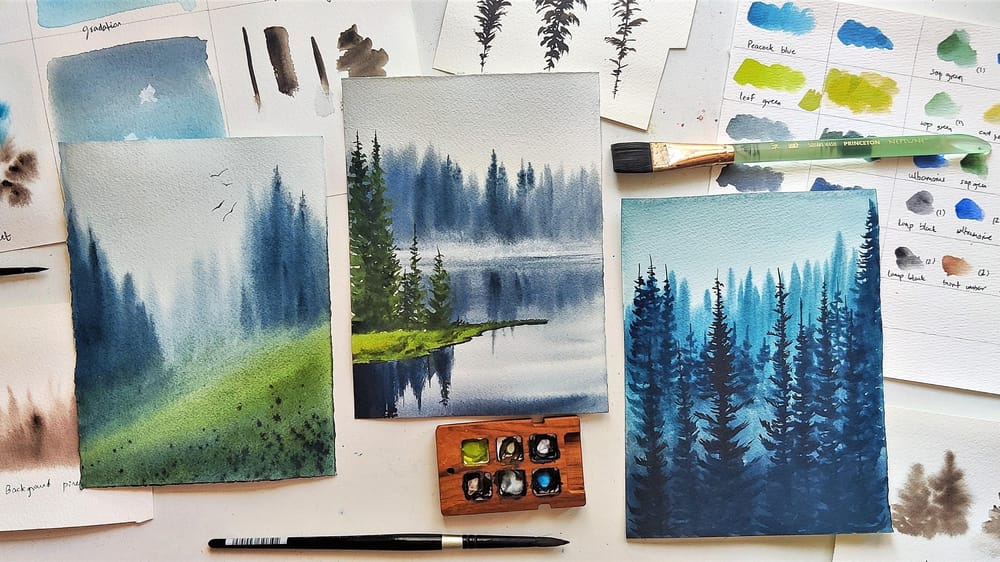 Watercolor misty landscapes - image 3 - student project