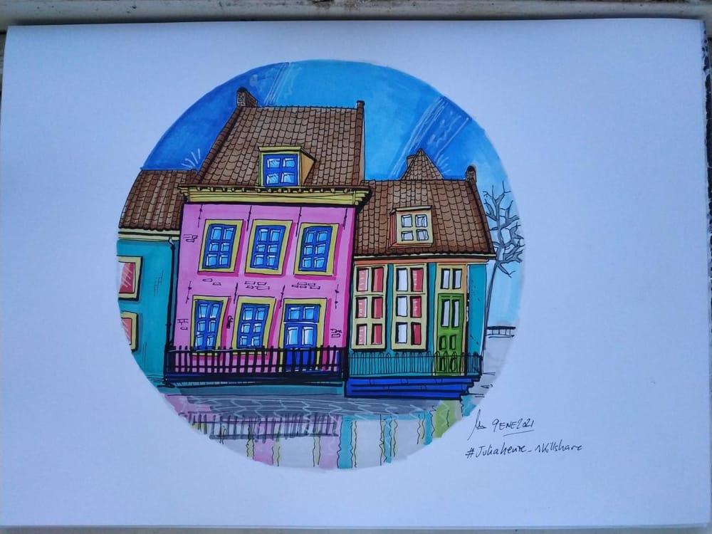 Urban sketching with markers - image 1 - student project