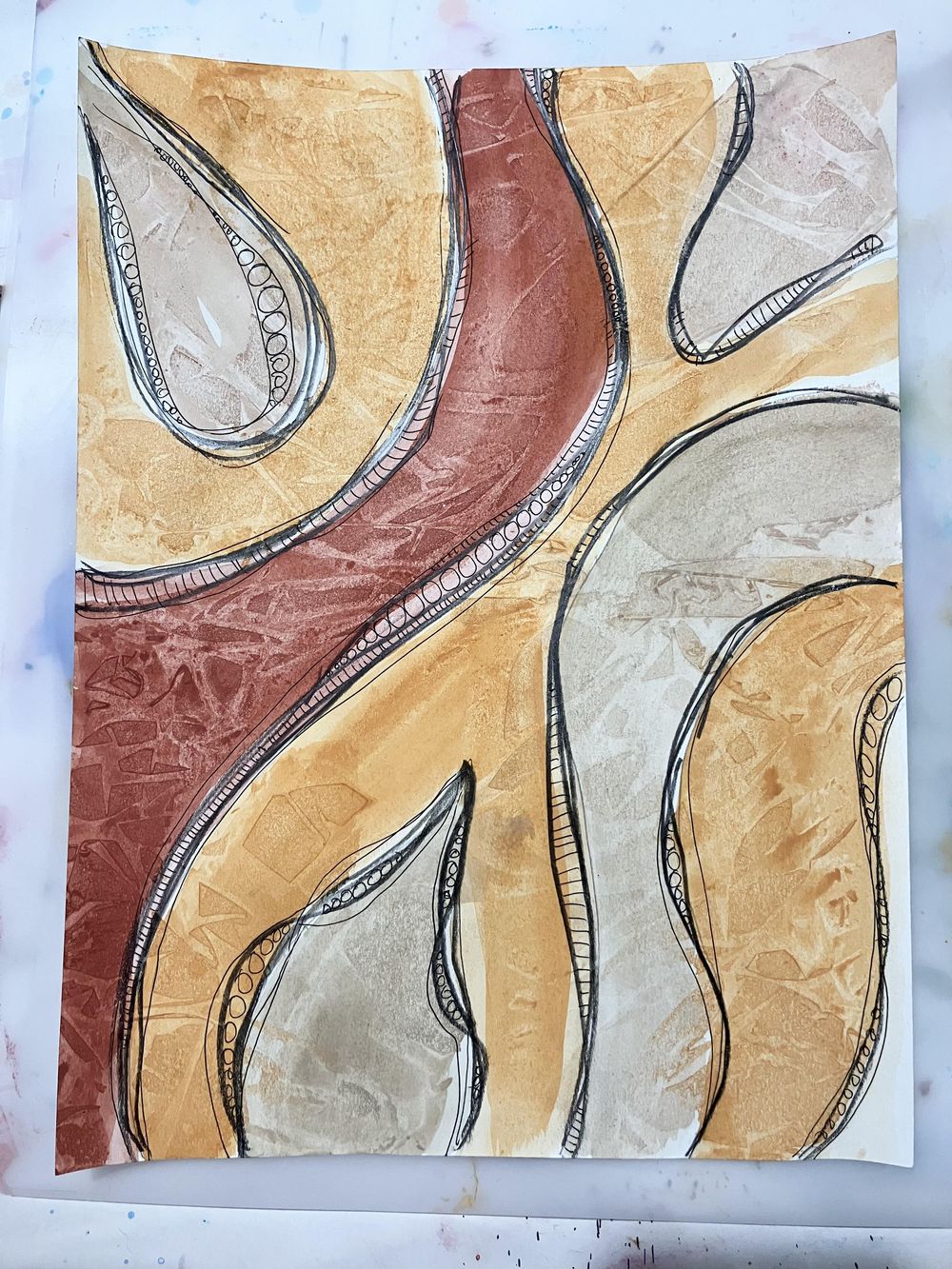 Abstract watercolor with texture - image 1 - student project