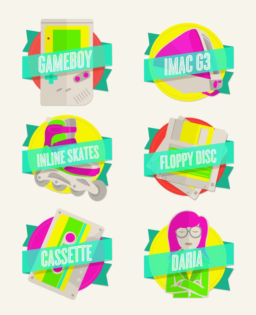 90'S NOSTALGIA BADGES - image 2 - student project