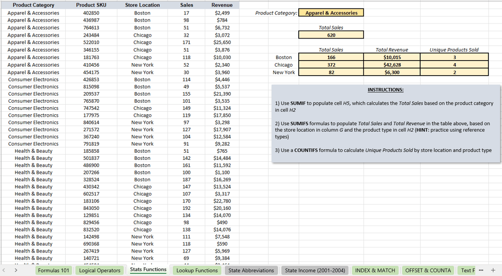 Excel Formulas & Functions Part 4: Statistical Functions - image 1 - student project