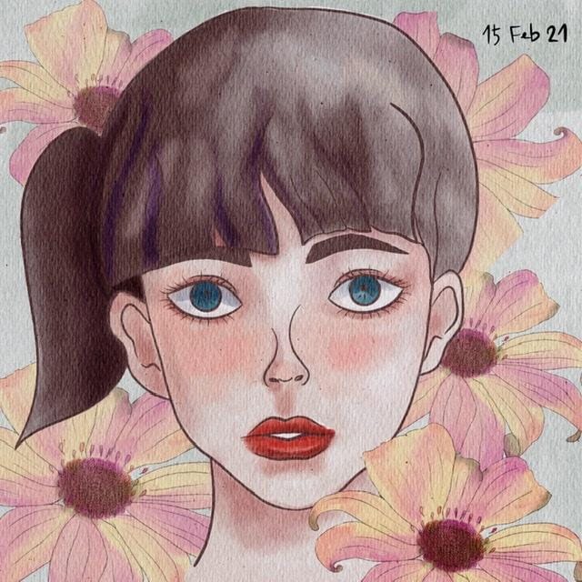 A girl with flowers - image 1 - student project