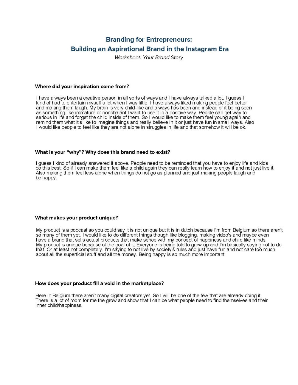 worksheet-your brand story/audience - image 1 - student project