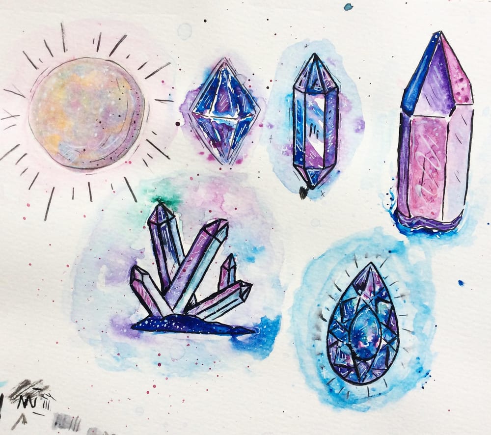 Attempting Crystals in Watercolour - image 1 - student project