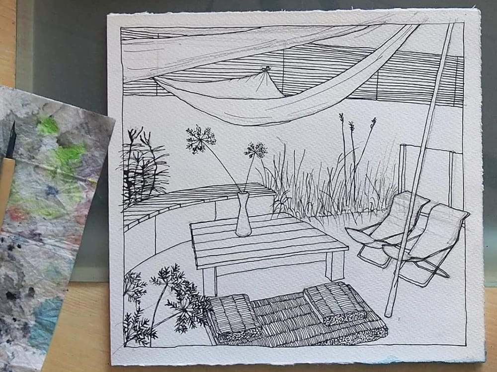 Inking & Watercolour Secrets of Interior Sketching a few pictures from the process. - image 2 - student project