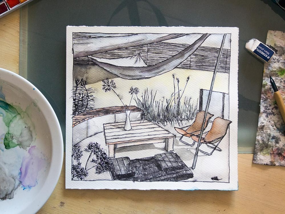 Inking & Watercolour Secrets of Interior Sketching a few pictures from the process. - image 1 - student project