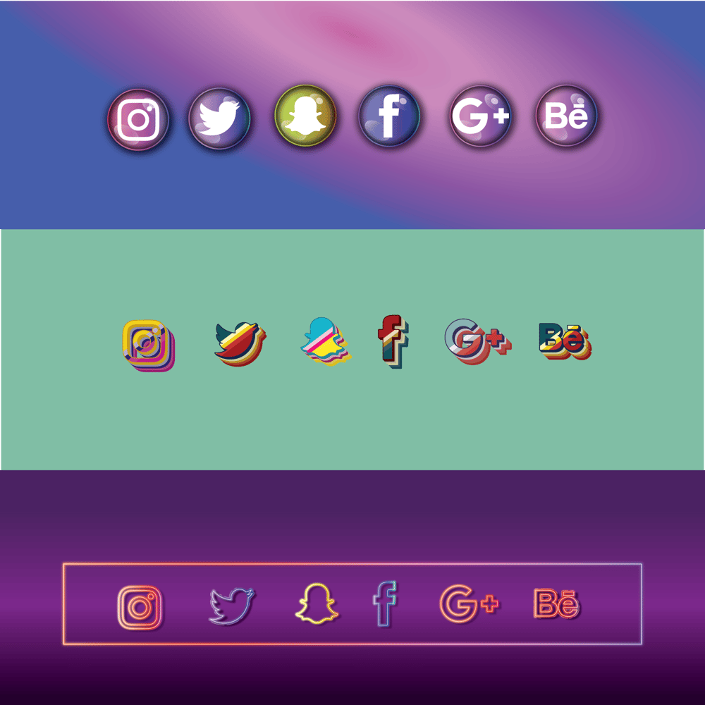 glossy - retro - neon logos - image 1 - student project