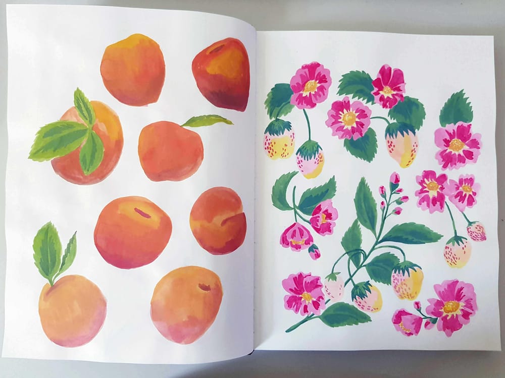 Gouache fruits patterns - image 1 - student project