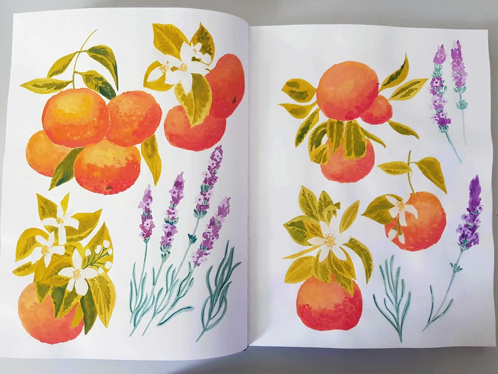 Gouache fruits patterns - image 2 - student project
