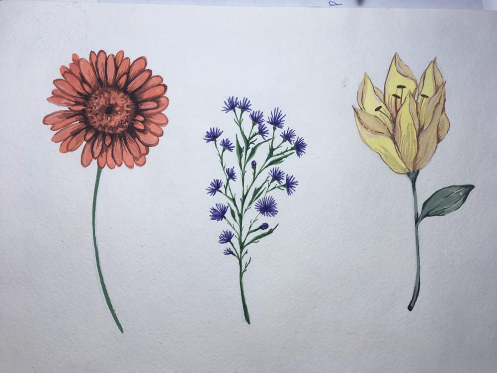 Gouache flowers - image 2 - student project