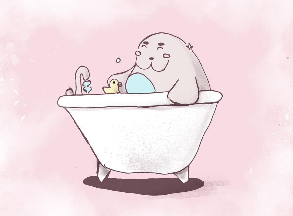 Manny the Manatee in a bath - image 5 - student project