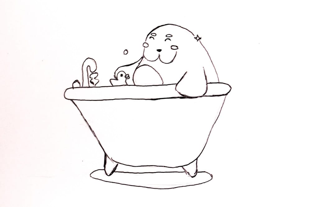 Manny the Manatee in a bath - image 2 - student project
