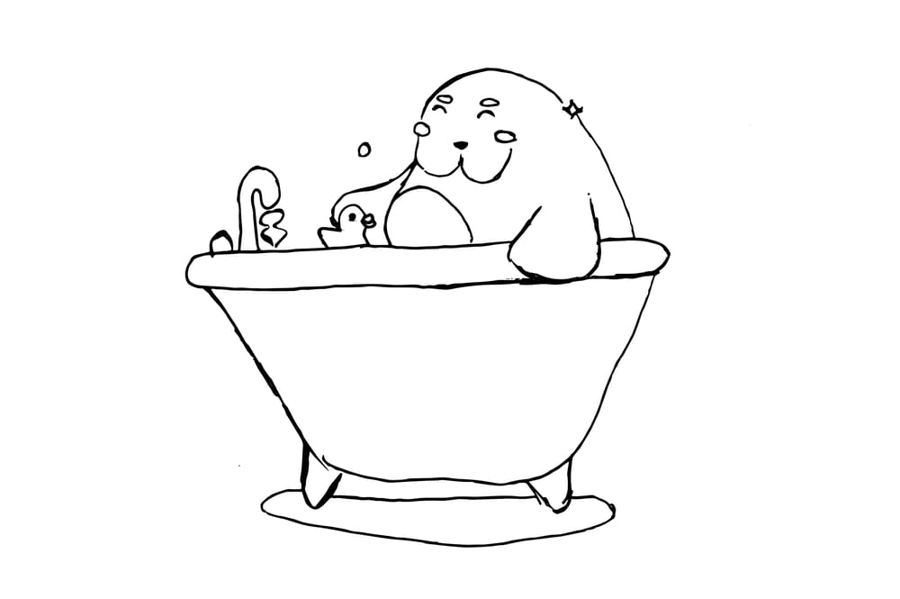 Manny the Manatee in a bath - image 3 - student project