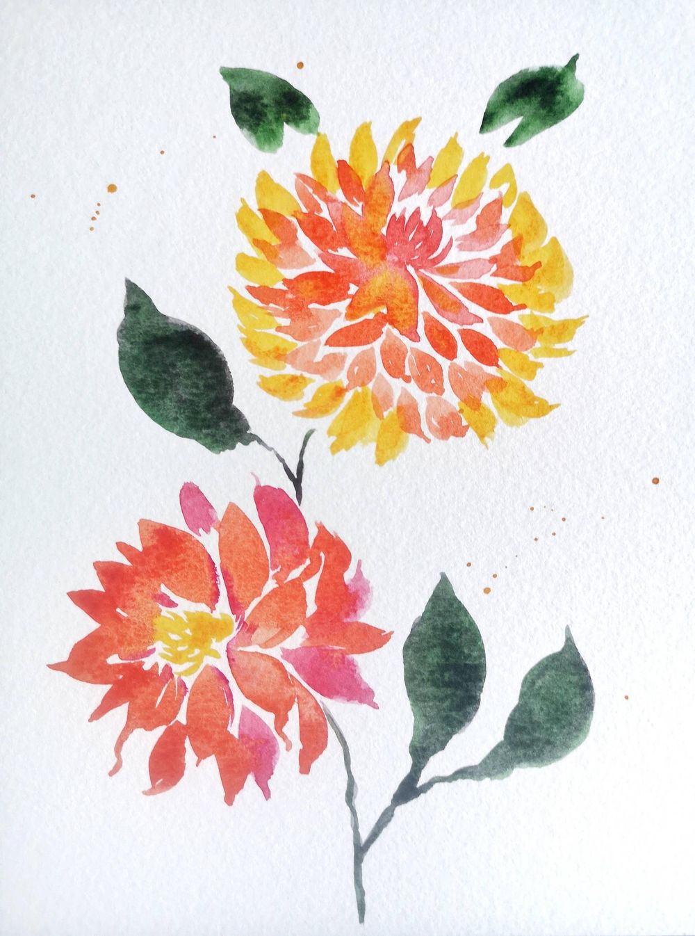 Watercolor Dahlias 3 styles - image 1 - student project