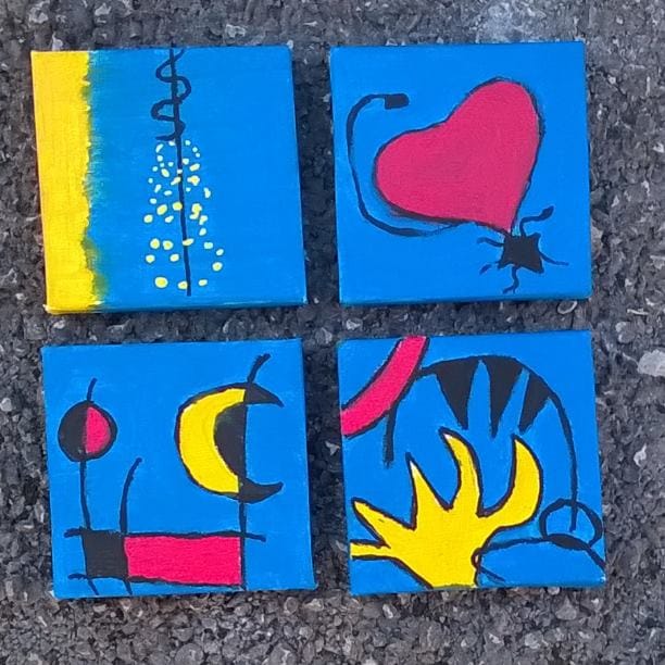 Melanie tries to make two abstract paintings, gets greedy for art and ends up with twice as many. - image 1 - student project