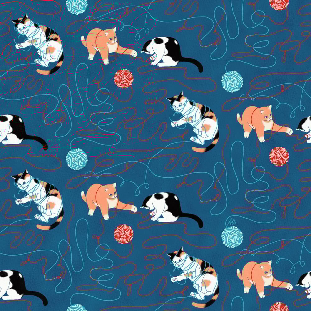 Cats Playing with Yarn - image 1 - student project
