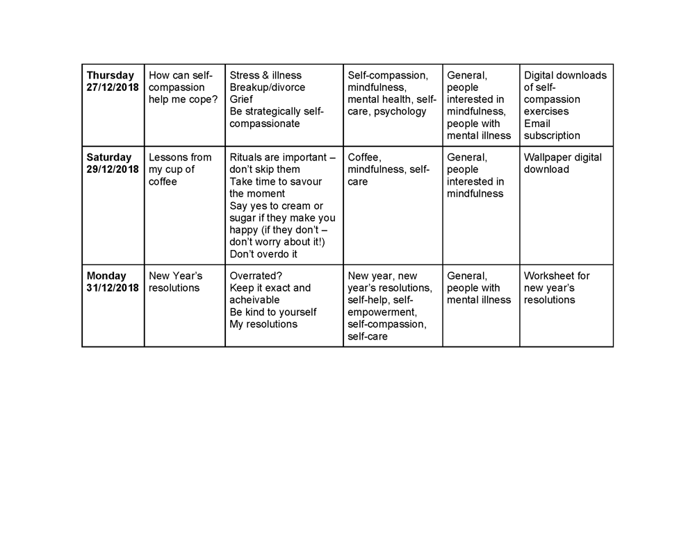 Content calendar - image 2 - student project