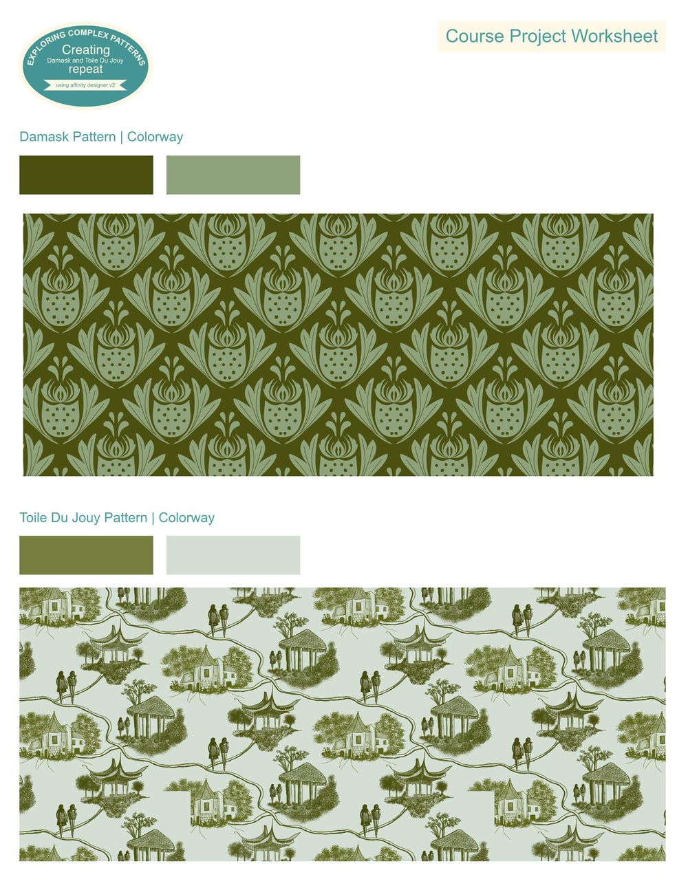 Toile and damask repeats in Affinity Designer - image 1 - student project