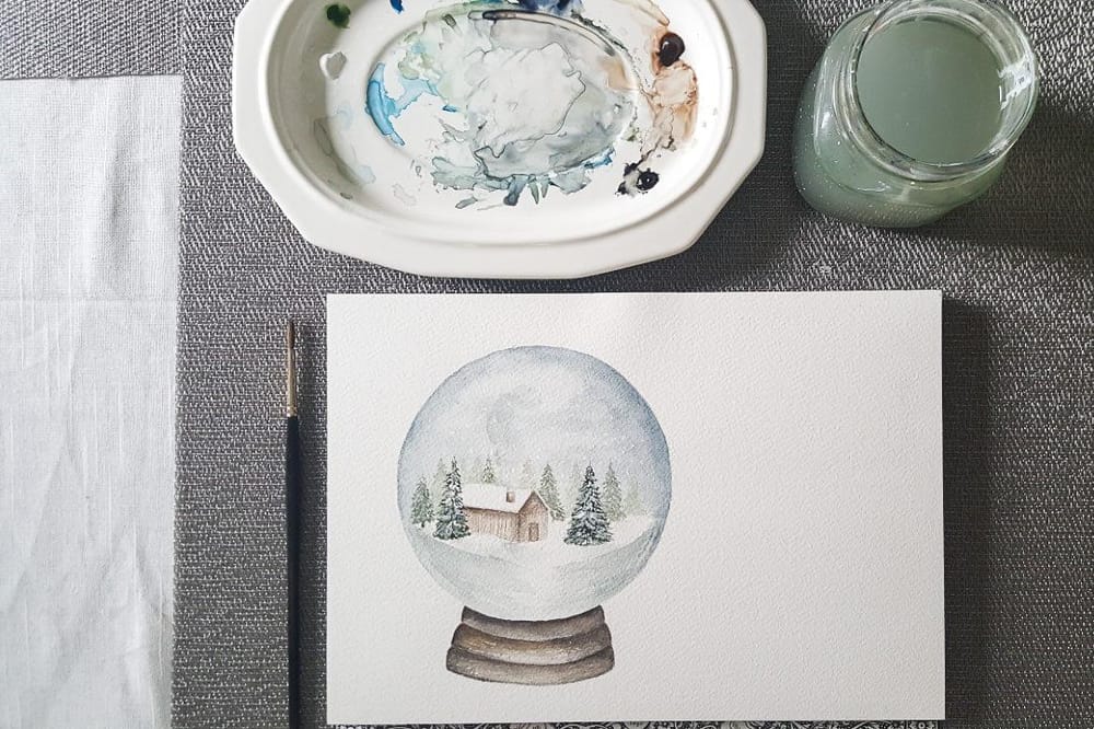 Wintry Cabin Snowglobe - image 1 - student project